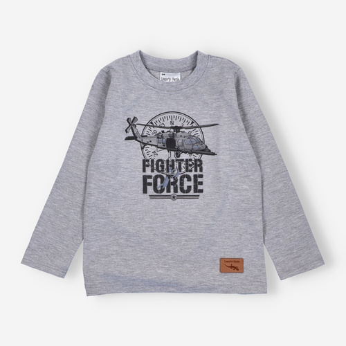 KAR-1018 Chlapčenská blúzka s dlhým rukávom Lagarto Verde sivá - bavlna s elastanom, poľská výroba