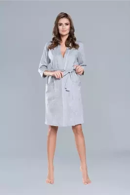 Megan Dámsky župan Italian Fashion 3/4 rukáv - light melange