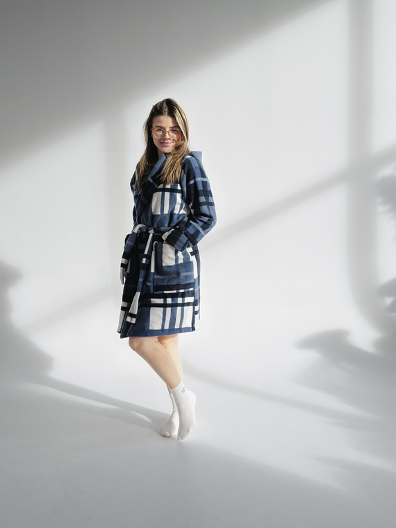 031 De Lafense županová prikrývka - teplý flísový dámsky župan Super Cozy, modrá