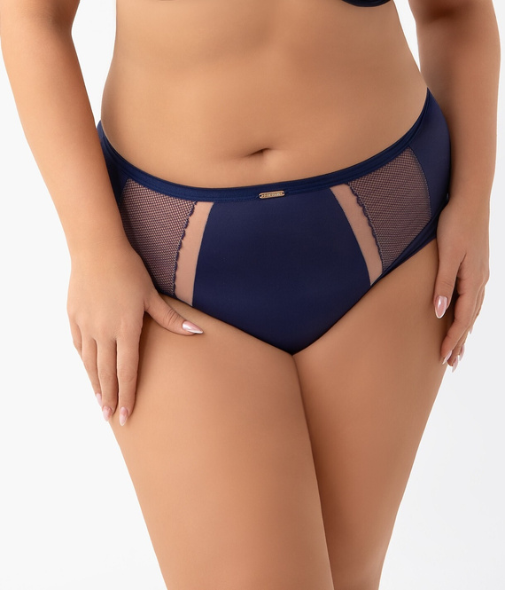 Gorsenia K442/1 Luisse - námornícka modrá s vysokým pásom z mikrovlákna a kabaretné nohavičky | Pohodlné, plné, elegantné