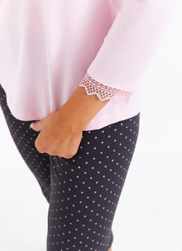 Dámske pyžamo Cana 481 3/4 ružové - bavlnené, 3/4 rukáv, pohodlné