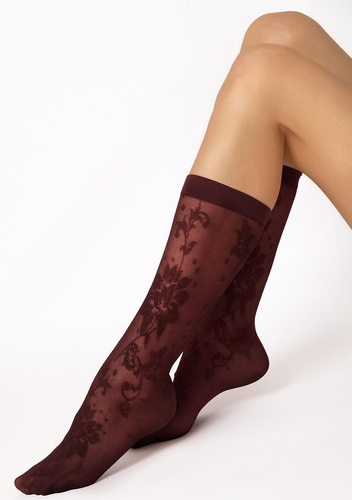 Fiore G1204 Shari Dámske ponožky 20 DEN kvetinové Oxblood