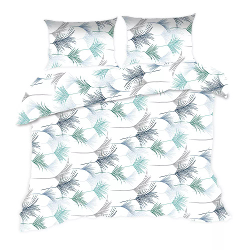 1817N Bavlnené posteľné prádlo Classic E24 Karo leaves white blue - 100% bavlna, odolná, farebná, 2-dielna súprava