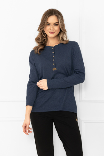 Dámska blúzka Gordo Italian Fashion navy blue - klasická, bavlnená, s dlhým rukávom