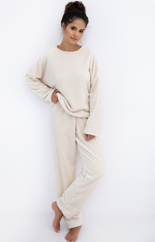 Bridget Homewear Sensis dámske pyžamo - teplé, mäkký úplet, farba ecru