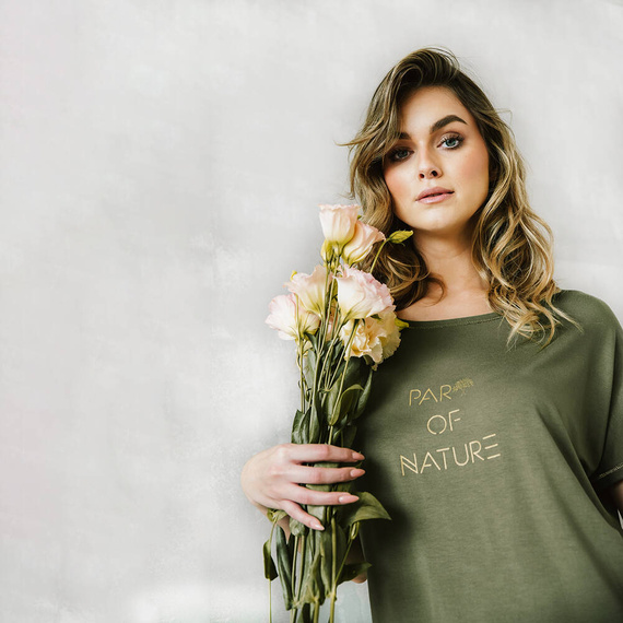 Dámske pyžamo Natura s krátkym rukávom a 3/4 nohavicami Italian Fashion - khaki