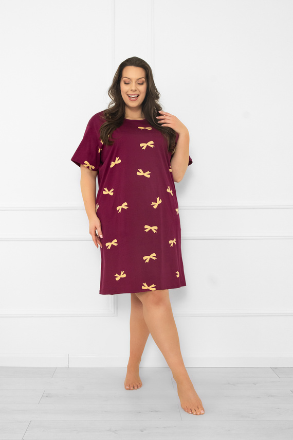 Kwadro Dámska nočná košeľa Italian Fashion - bavlnená, s krátkym rukávom, s mašľami