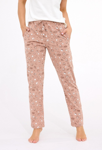 690/46 Béžové dámske pyžamové nohavice Cornette - bavlna, vrecká, pohodlie a štýl