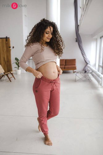 Spodnie dresowe ciążowe Milk&Love niebieski dusty cedar