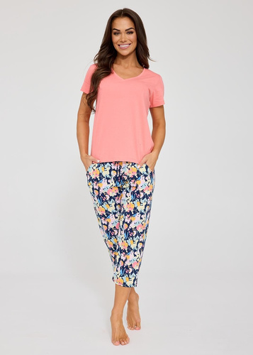 Dámske pyžamo Cornette Violetta 875/338 - bavlna, krátky rukáv, nohavice 7/8