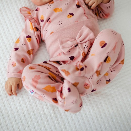 Chlpaté chvosty detský polospáč Eevi- ružový, bavlna s mašľou