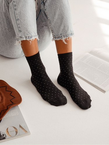 0200-170 Dots Dámske ponožky Milena - elegancia a pohodlie - čierne