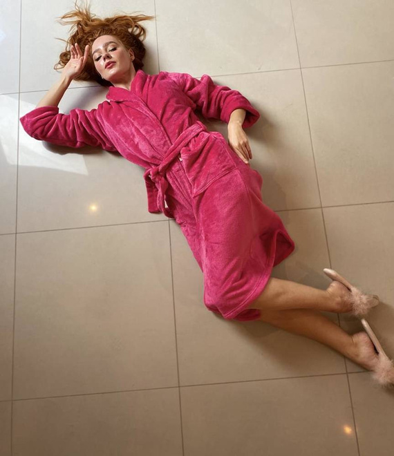 628 Abigail Dlhý dámsky župan Forex - malinový