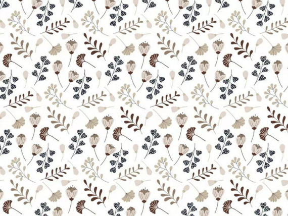 614N Klasické bavlnené posteľné prádlo E24 Extrapościel biele hnedé listy vetvičky - 100 % bavlna, odolná, farebná, 2-dielna súprava