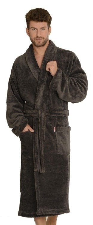 811 De Lafense pánsky plyšový župan - sivý