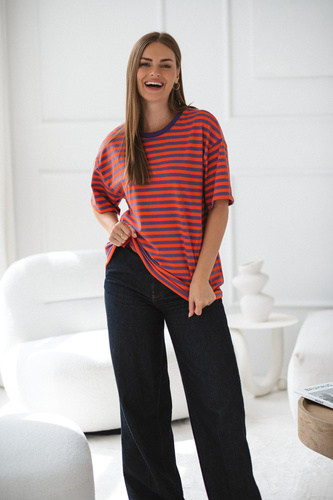 Mamahood Tričko pre tehotenstvo a dojčenie Milk&Love fialová a oranžová - pohodlné a štýlové