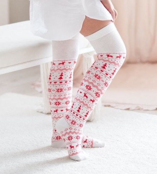 1177.001 Detské vianočné ponožky Milena - mäkká bavlna, ecru