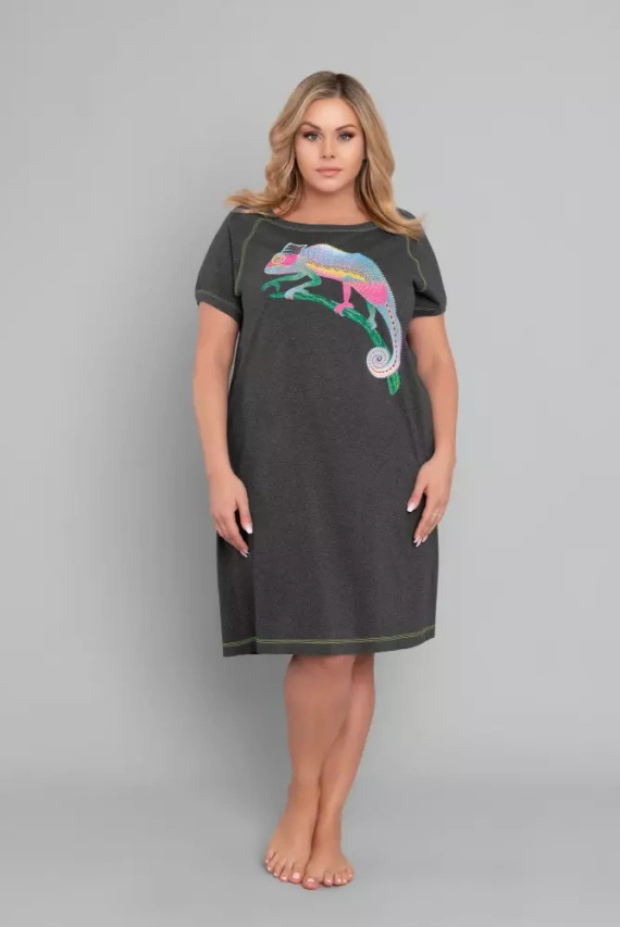 Nočná košeľa Volta s krátkym rukávom Italian Fashion - tmavý melír/zelená