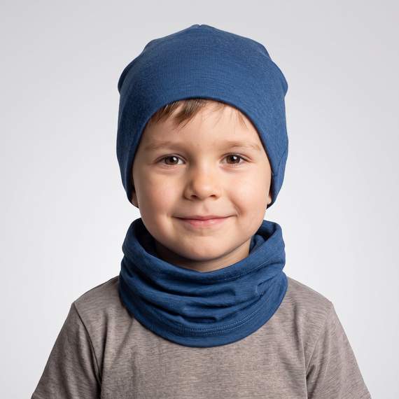 229130 Nicol Čiapka Merino 100% vlna detská dvojvrstvová - morská