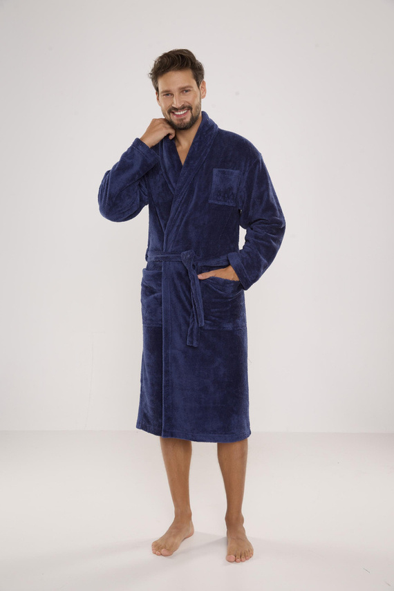 811 De Lafense pánsky plyšový župan - denim