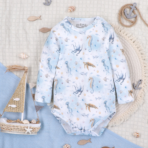 ABN-5445 Body z organickej bavlny Sea Of Joy od Nini - organická bavlna, dlhý rukáv