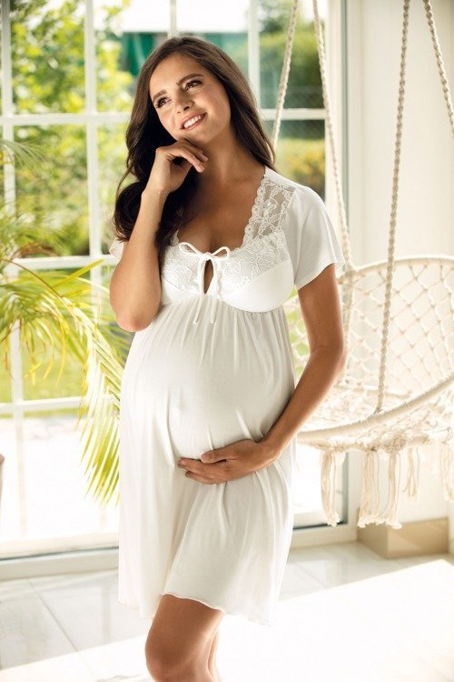 3012 Lupoline Nočná košeľa pre tehotné a dojčiace ženy - čierna