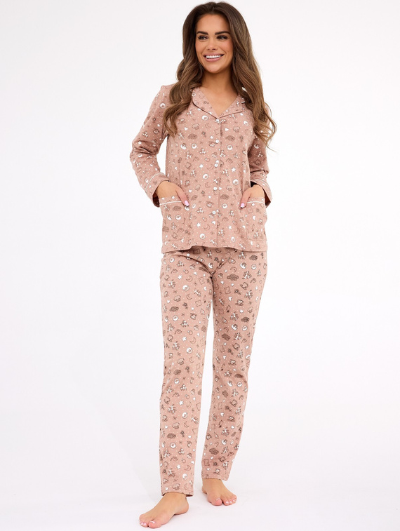 482/434 Dámske pyžamo Smile 4 Cornette - bavlnené, nezapínané, s golierom