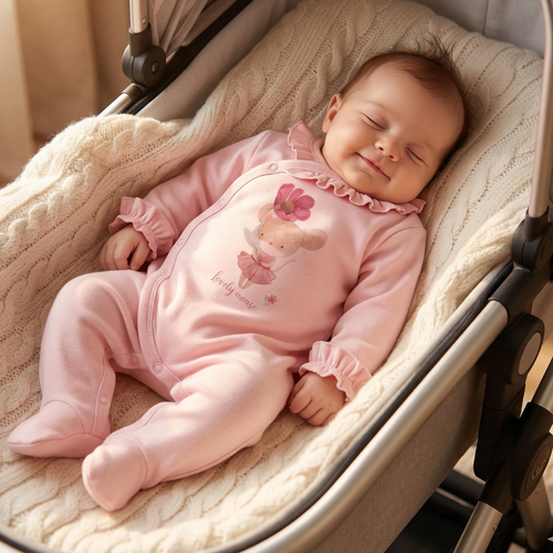 Dojčenský overal Nini Little Mouse 100% bio bavlna pre novorodenca