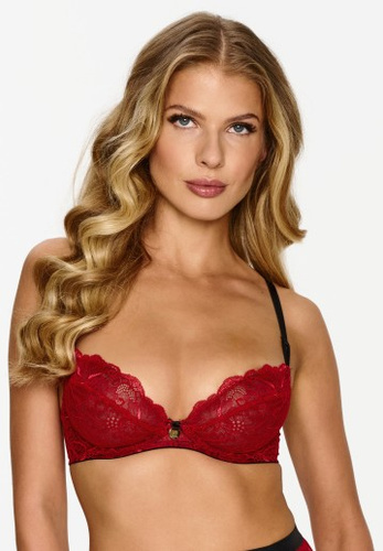 2634 Lupoline čipkovaná podprsenka s kosticami - červená