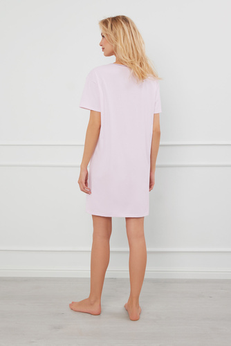 Nočná košeľa s krátkym rukávom Arugia Italian Fashion - púdrovo ružová