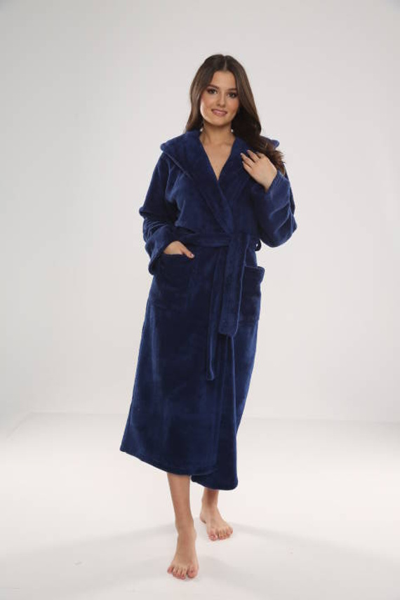 807 Dlhý dámsky župan Luna II Forex - námornícka modrá