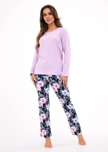 Dámske pyžamo Natalie 145/462 Cornette, bavlna, dlhý rukáv, každodenný štýl a pohodlie