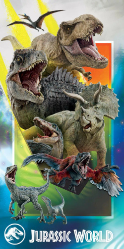 Plážová osuška Halantex Jurassic Dinozaur 70x140 bavlnená farebná