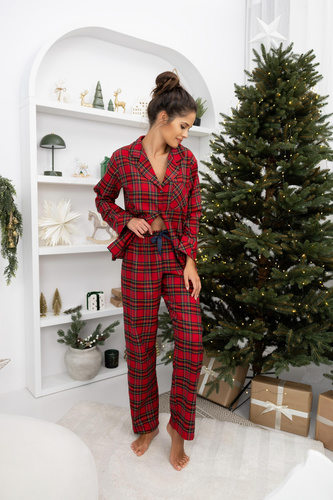 Dayana Sensis dámske pyžamo - flanelové, dlhé, károvaná