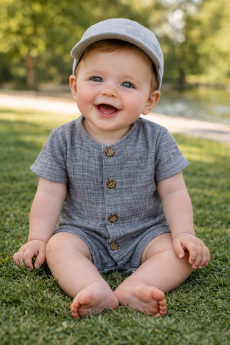 Baby Rampers Just Muslin 02235RN Makoma navy - mušelín 100% bavlna, krátky rukáv