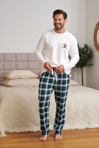 Pánska pyžama Doctor Nap 7514 Teddy 100 % bavlna, dlhý rukáv, nohavice