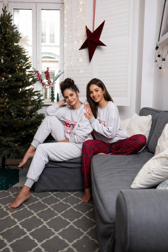 Dámske pyžamo Gween Soft/Flanel Sensis - sivé