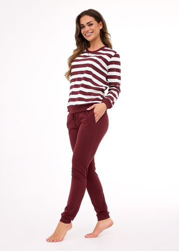 635/468 Cornette Molly 3 dámske pyžamo | Bavlna, ecru-hnedé pruhy, nohavice s vreckami