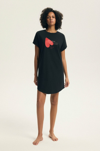 Dámska nočná košeľa 44490 Emela broskyňová Henderson, 100% bavlna, krátky rukáv, polkruhový výstrih