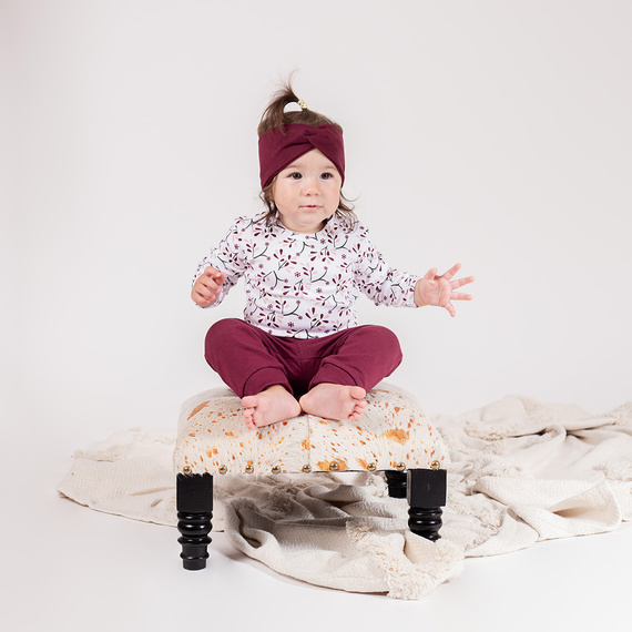 217066 Bavlnená rebrovaná čelenka Alisa Nicol - bordová