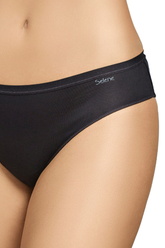 Figi bikini Selene 400 čierne bavlnené klasické, 2 ks