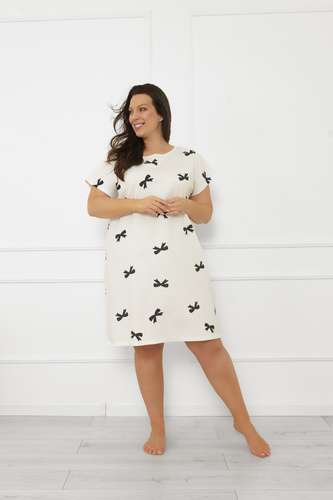 Dámska nočná košeľa Figaro - ecru, bavlna, krátky rukávTalianska móda