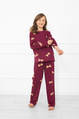 Dievčenské pyžamo Kwadro Italian Fashion - bavlna, dlhé rukávy, mašle