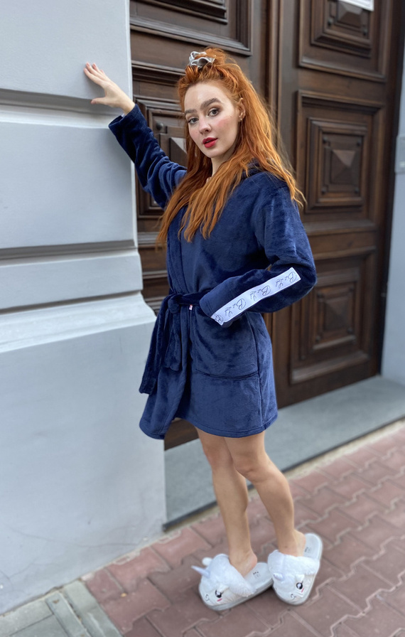 626 Abigail Dámsky krátky župan Forex - tmavomodrý