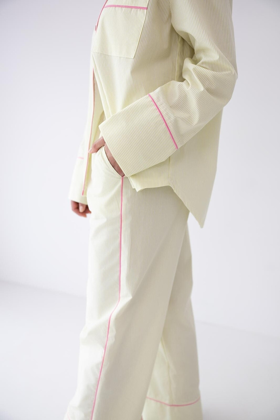 Dámske pyžamo Sensis Raven limetkové – bavlna, košeľa na gombíky a nohavice