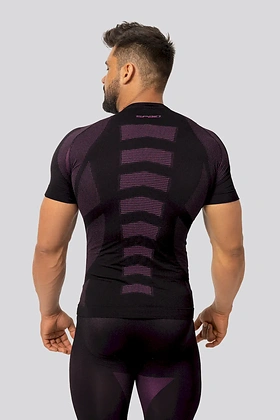 Brubeck Breeze 2.0 pánske termo tričko Nilit Breeze krátky rukáv Black/Purple