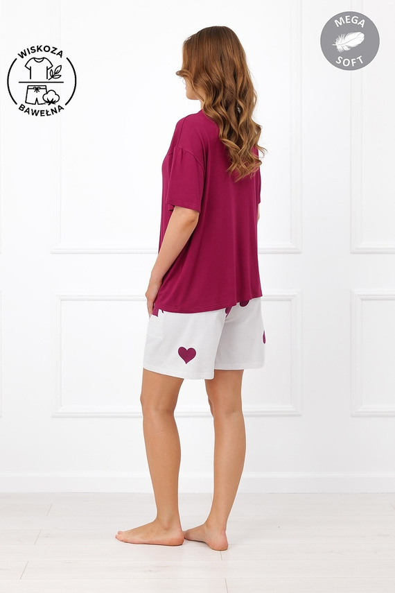 Italian Fashion Kioga Dámska pyžama z viskózy Mega Soft šortky srdcia