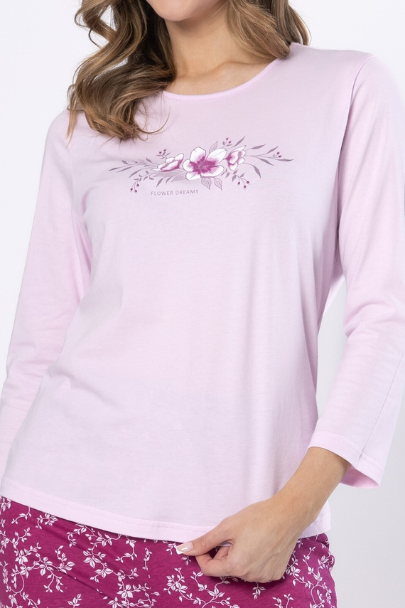 Edyta 1633 Dámske pyžamo Leveza bavlna lila - dlhý rukáv, pohodlné