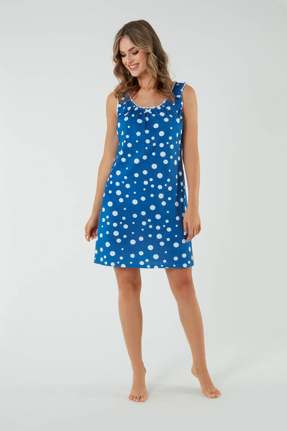 Nočná a dojčiaca košeľa Raba, široké ramienka Talianska móda - modrá potlač