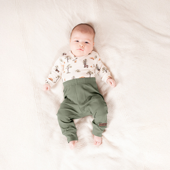 218094 Detské body Nicol s medvedíkom Yogim - bavlna, dlhý rukáv, lesný vzor